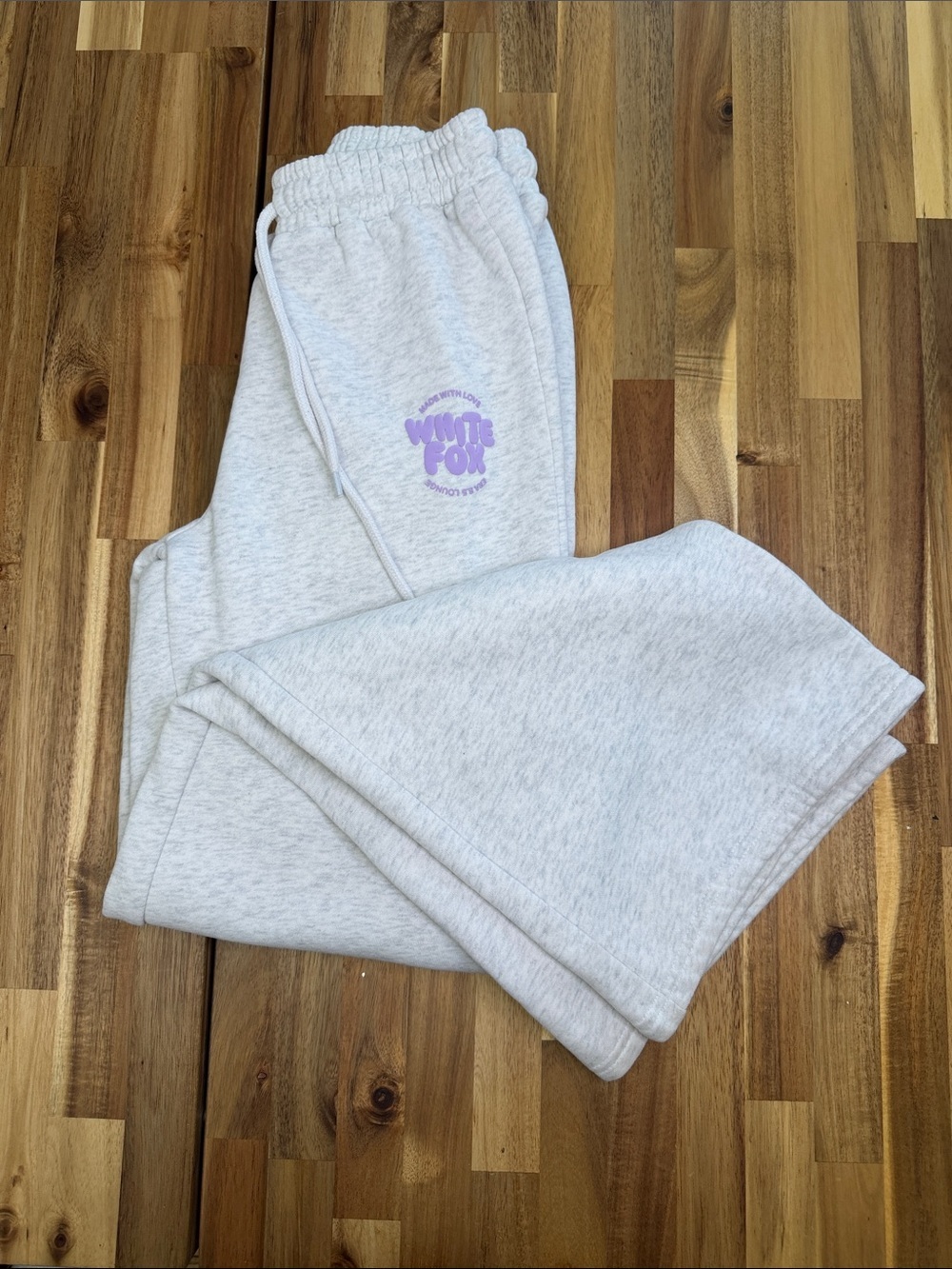 White Fox Wide Leg Sweatpants
